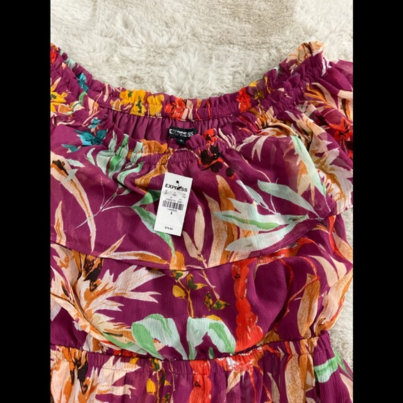 EXPRESS RUFFLE OFF SHOULDER MAXI DRESS - Picture 5 of 6